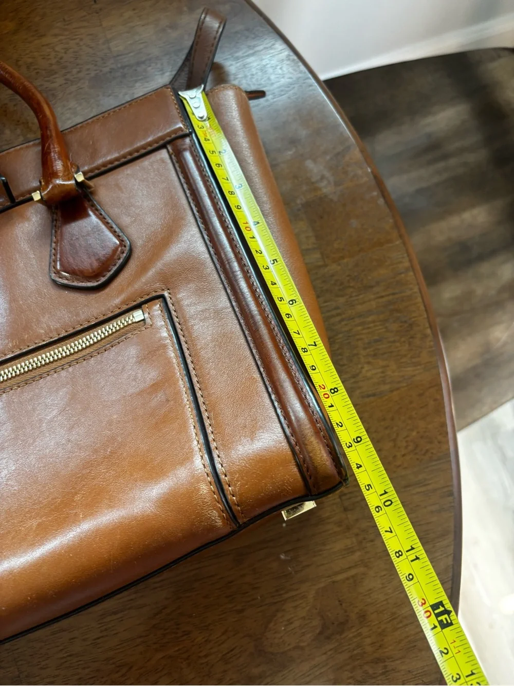 Michael Kors Brown Structured Satchel Handbag Gold Hardware Shoulder Strap